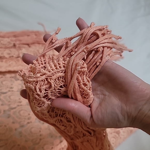 BKE Orange Floral Lace Boho Cover Up - Picture 10 of 13